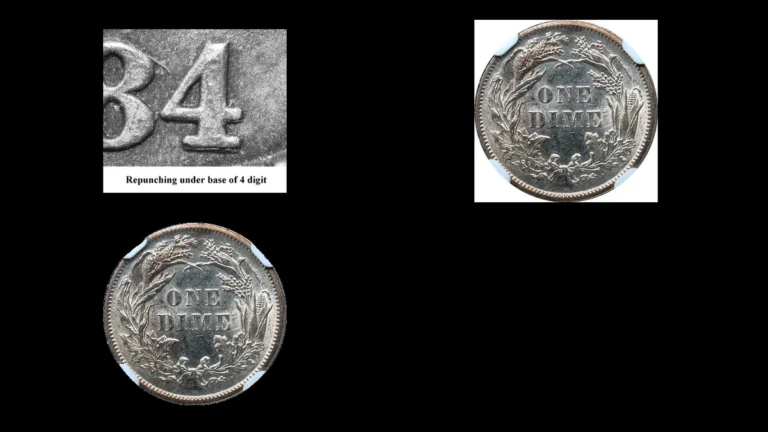 1884 Dime Errors — error coin photographs