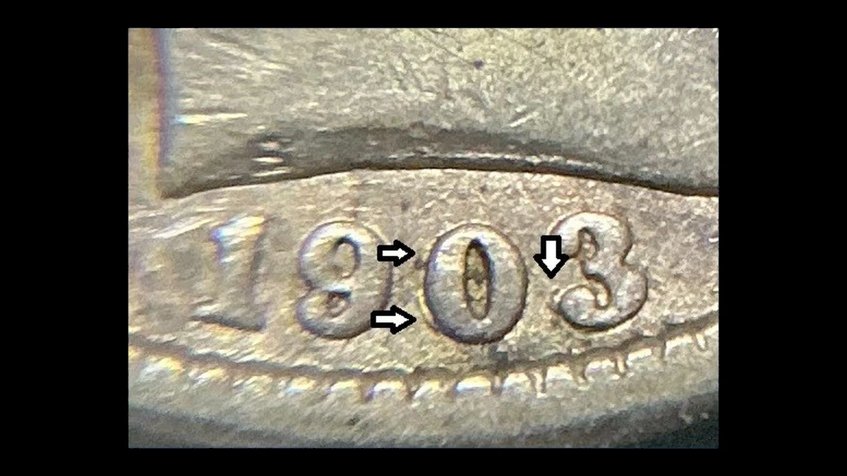 1903 Barber Dime: Repunched Date