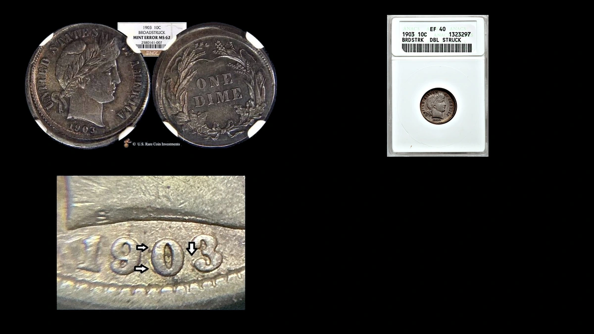 1903 Dime Errors — error coin photographs