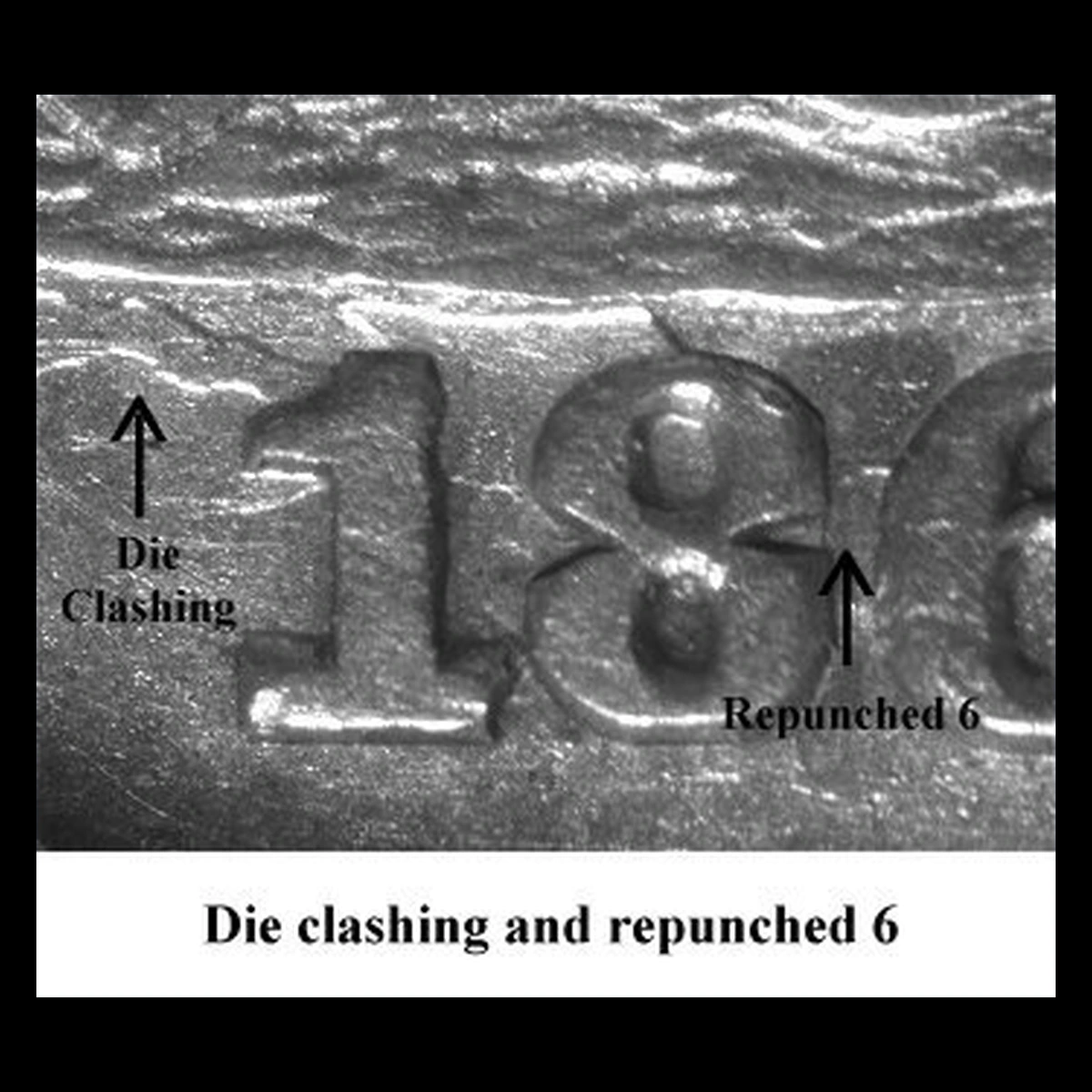1865 Liberty Seated Dime: Clashed Dies