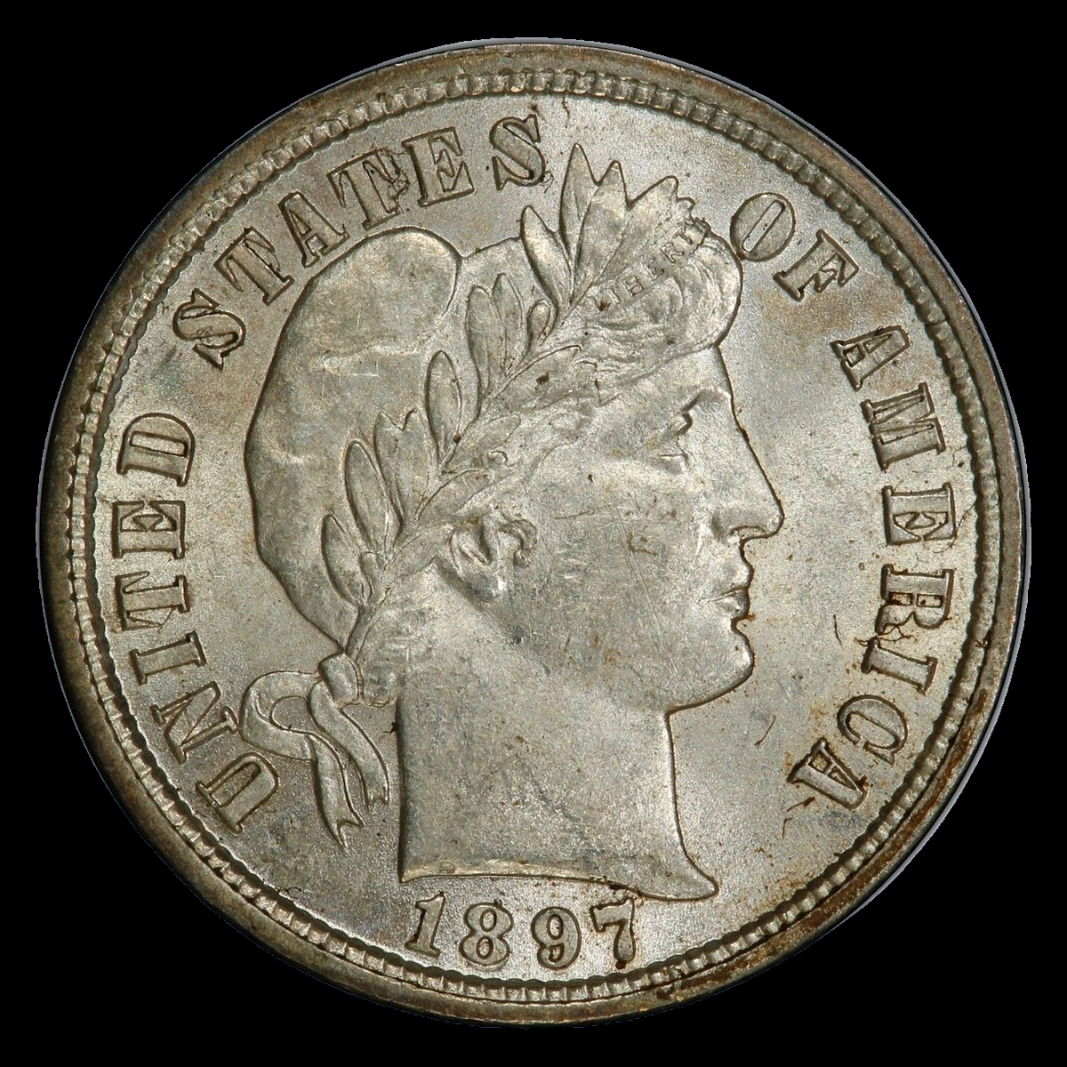 1897 Barber Dime: Repunched Date
