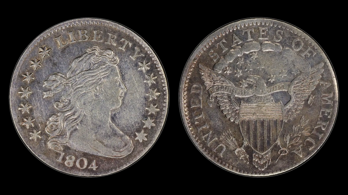 1804 13 Star Reverse Draped Bust Dime, obverse and reverse