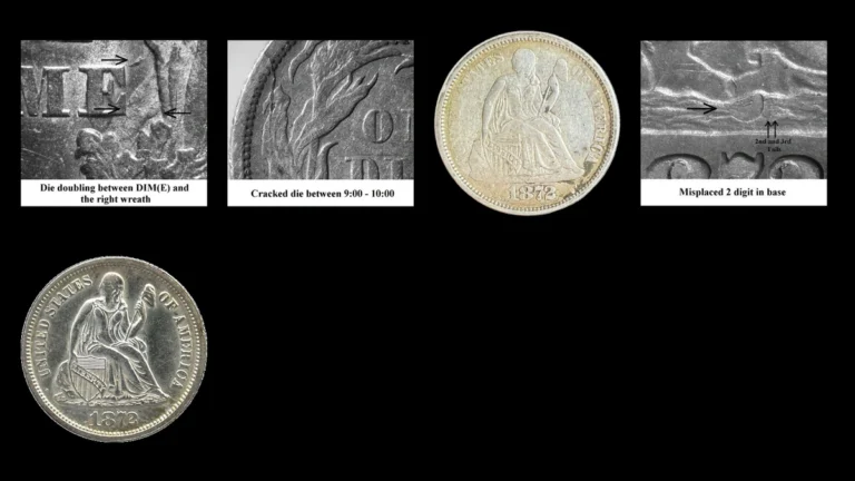 1872 Dime Errors — error coin photographs