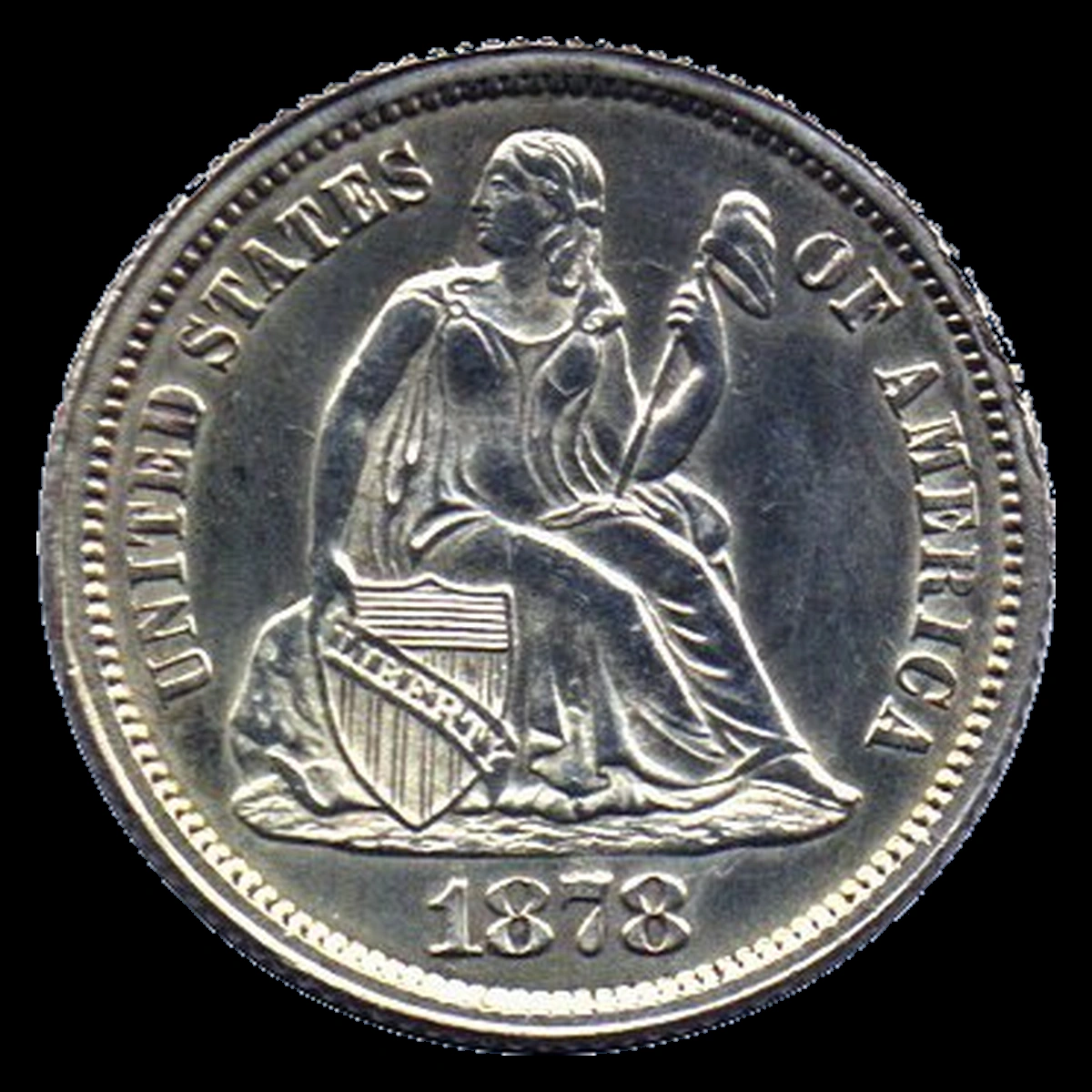 1878 Liberty Seated Dime: Clashed Dies