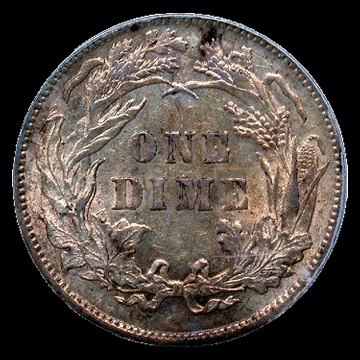 1886 Liberty Seated Dime: Die Crack / Die Chip