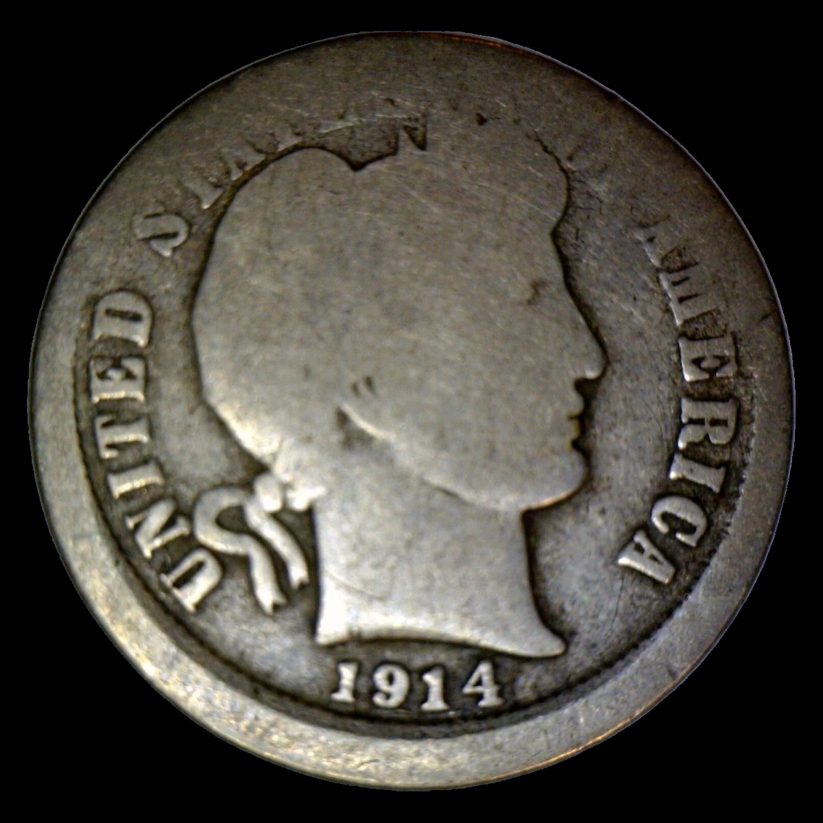 1914 Barber Dime: Off-Center Strike