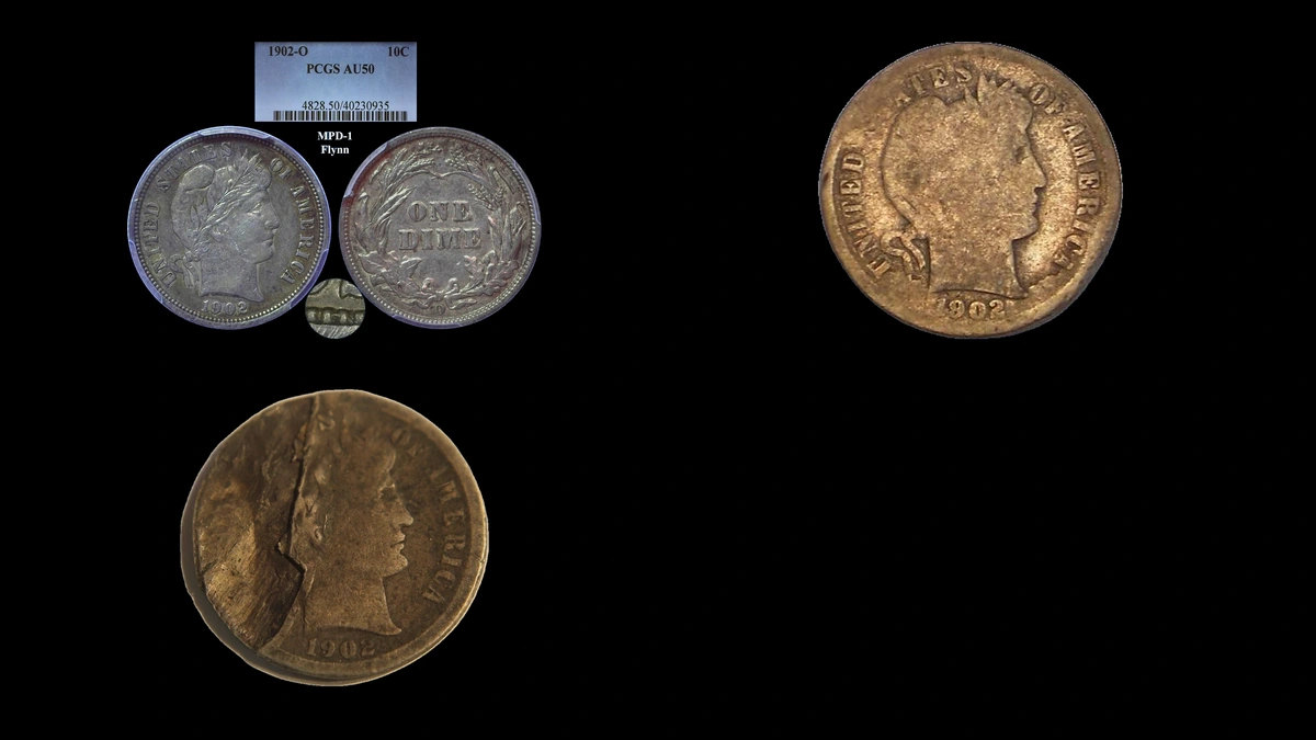 1902 Dime Errors — error coin photographs