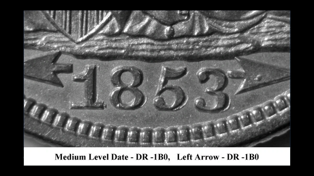 1853 Liberty Seated Dime: Repunched Date