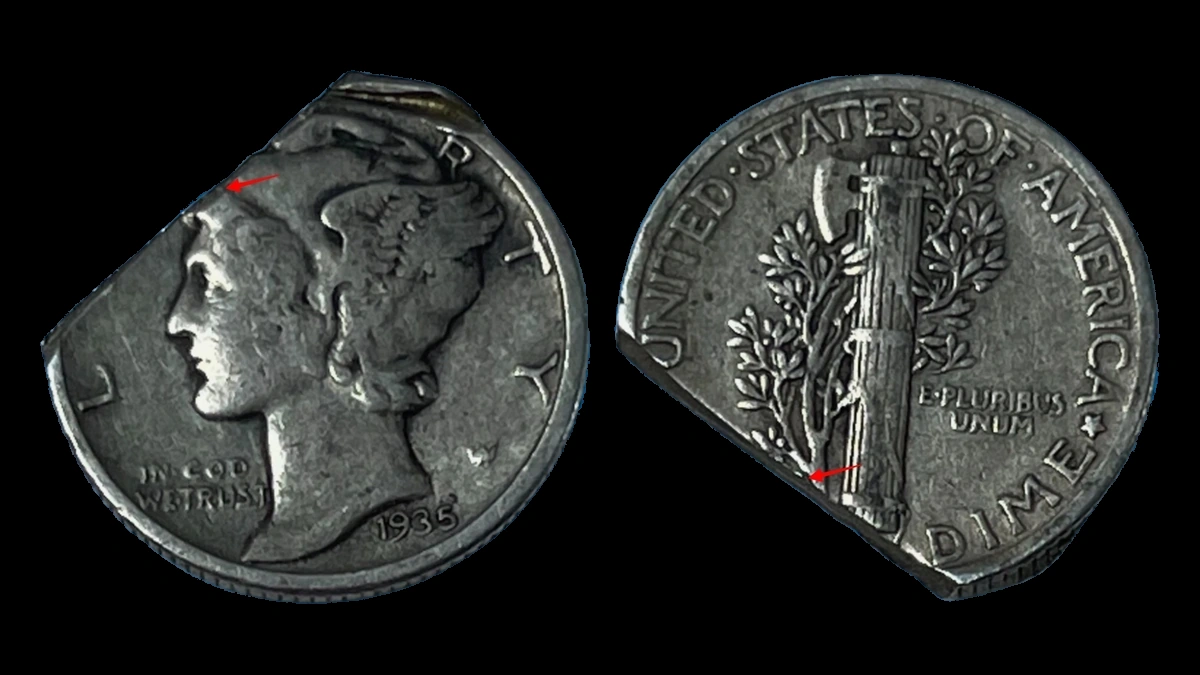 1935 Mercury Dime: Clipped Planchet