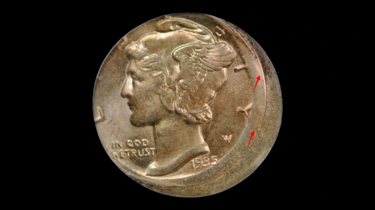 1935 Mercury Dime: Off-Center Strike
