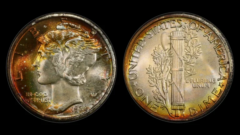 1938 MS Mercury Dime, obverse and reverse