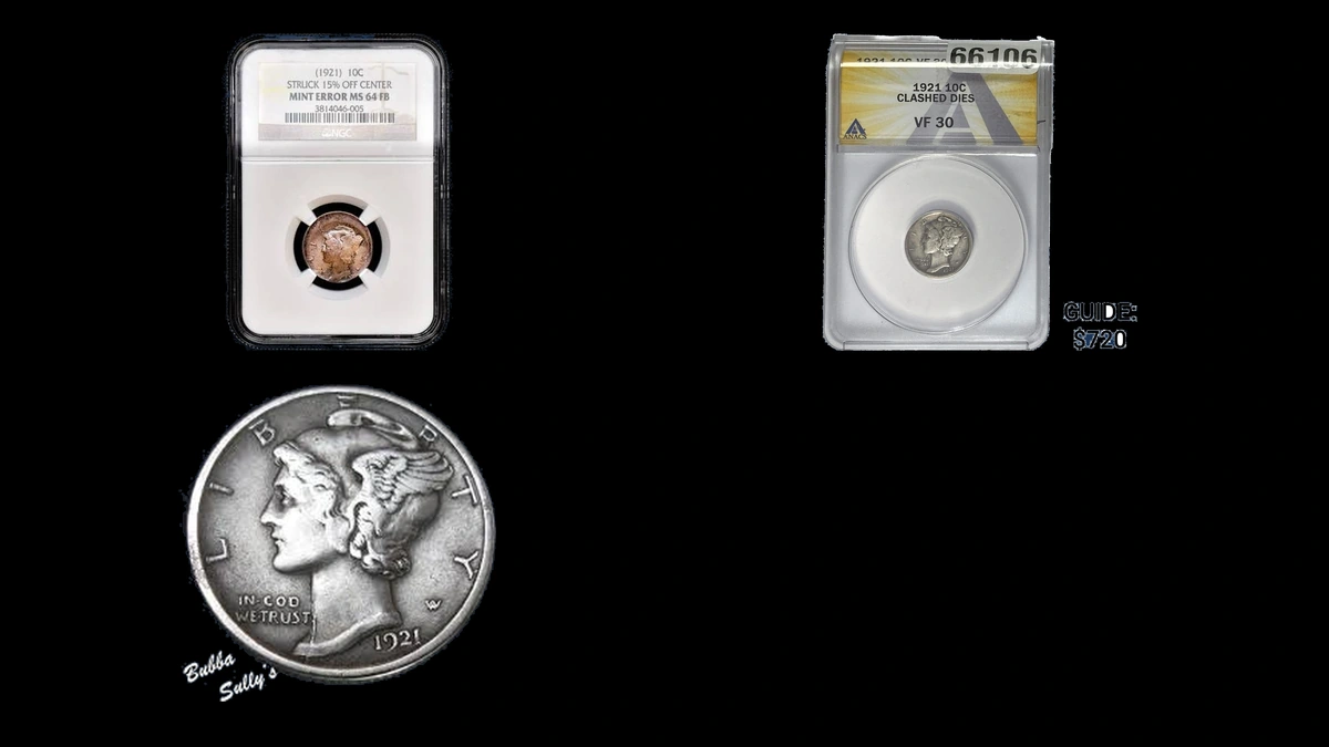 1921 Dime Errors — error coin photographs