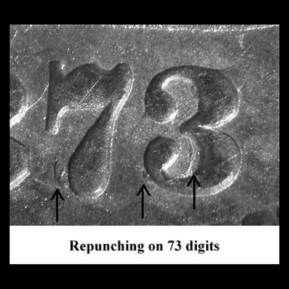 1873 Liberty Seated Dime: Repunched Date
