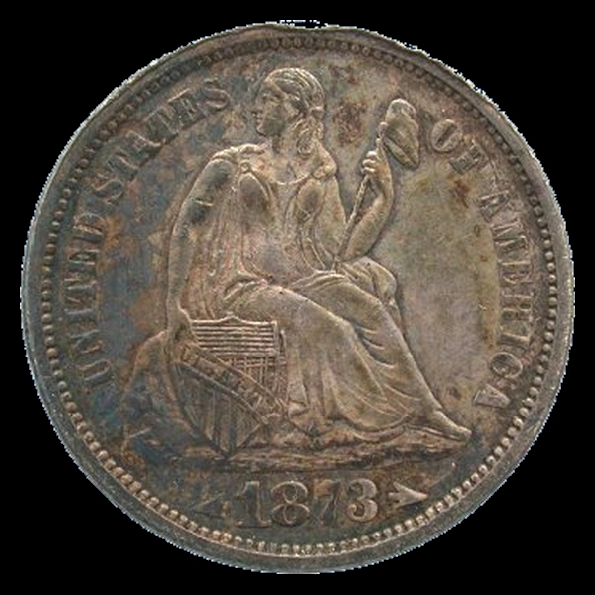 1873 Liberty Seated Dime: Misplaced Date