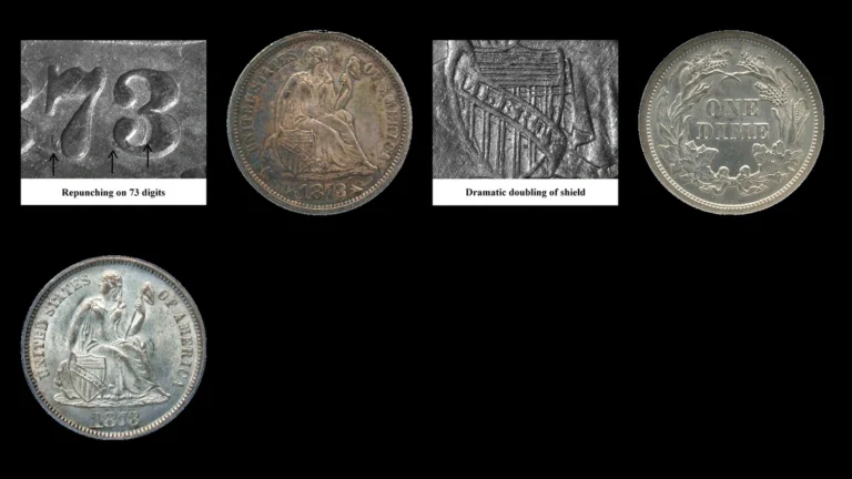 1873 Dime Errors — error coin photographs