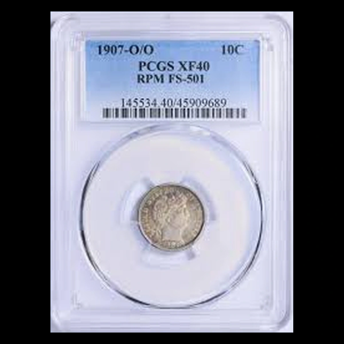 1907 Barber Dime: Repunched Mintmark