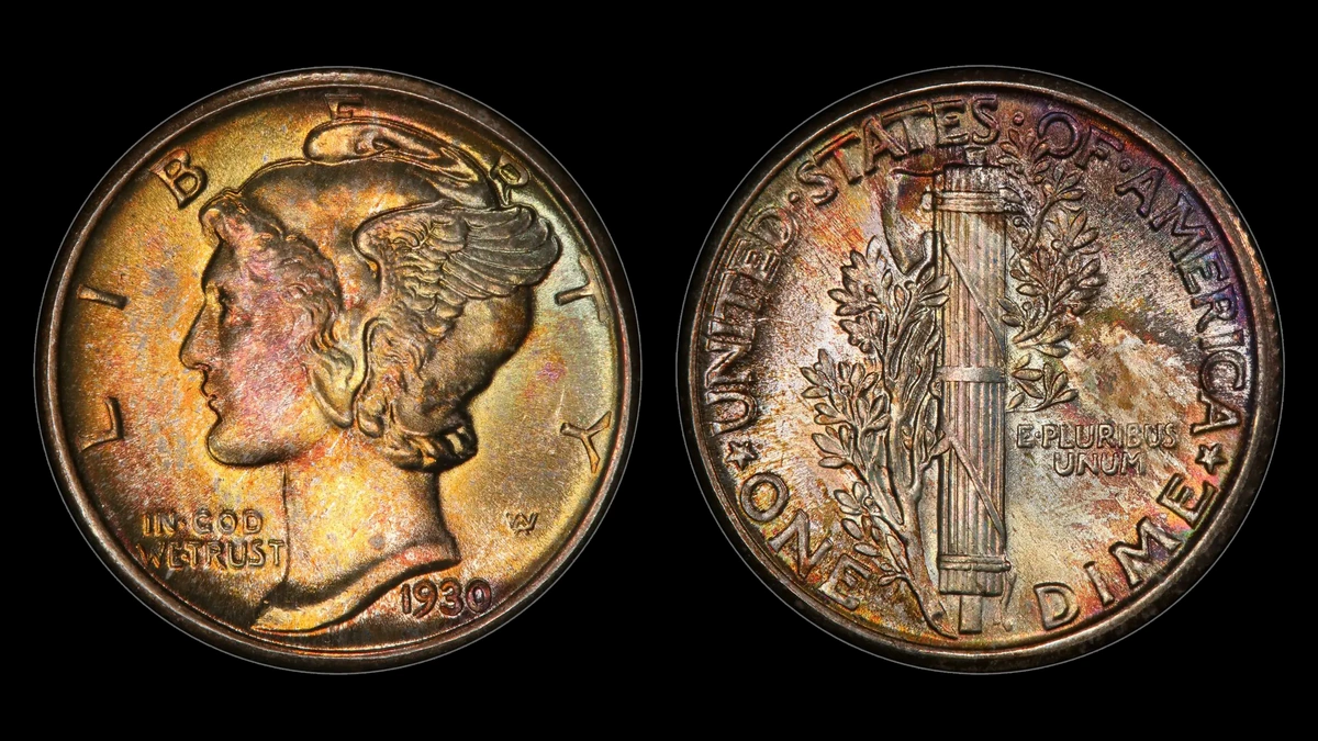 1930 MS Mercury Dime, obverse and reverse
