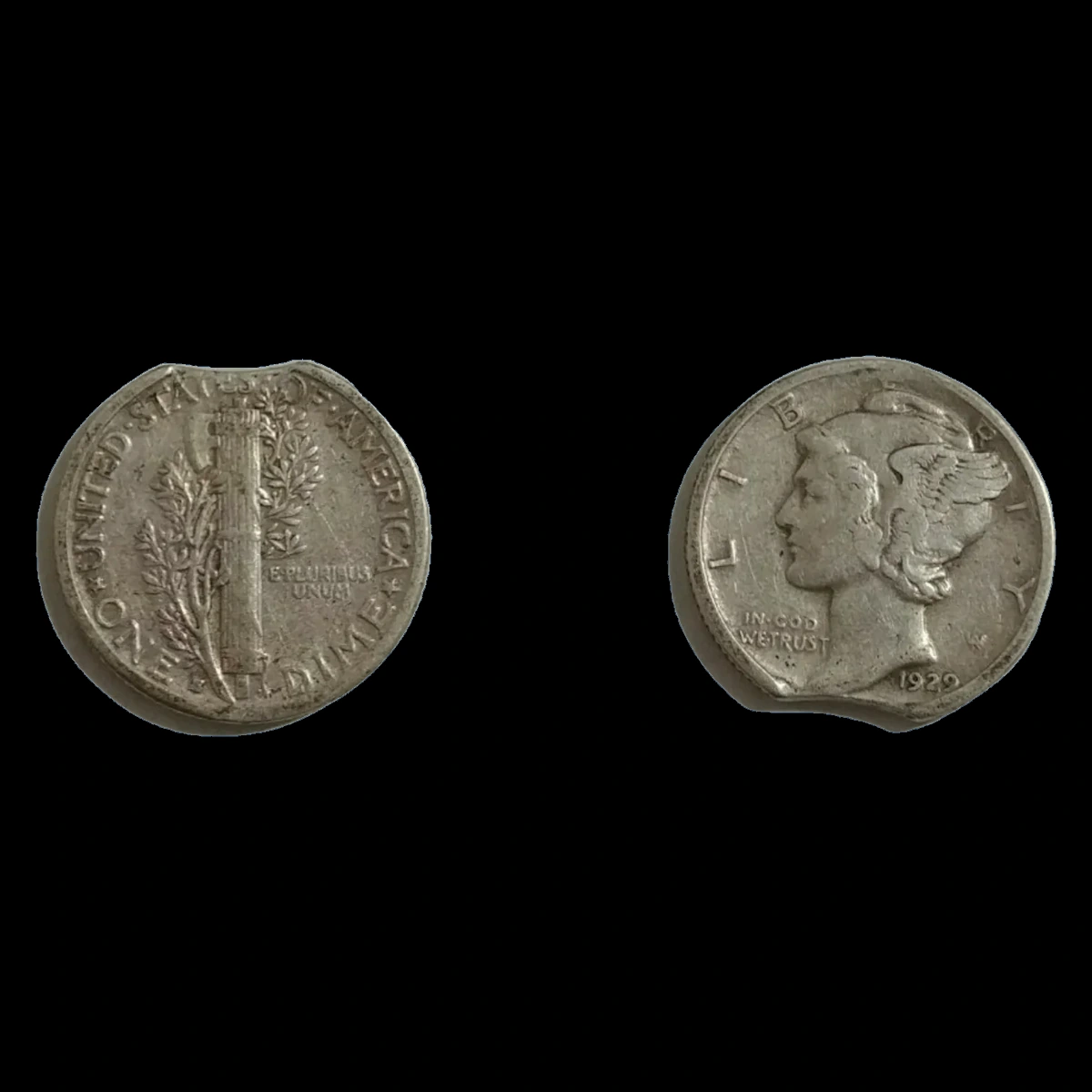 1929 Mercury Dime: Clipped Planchet