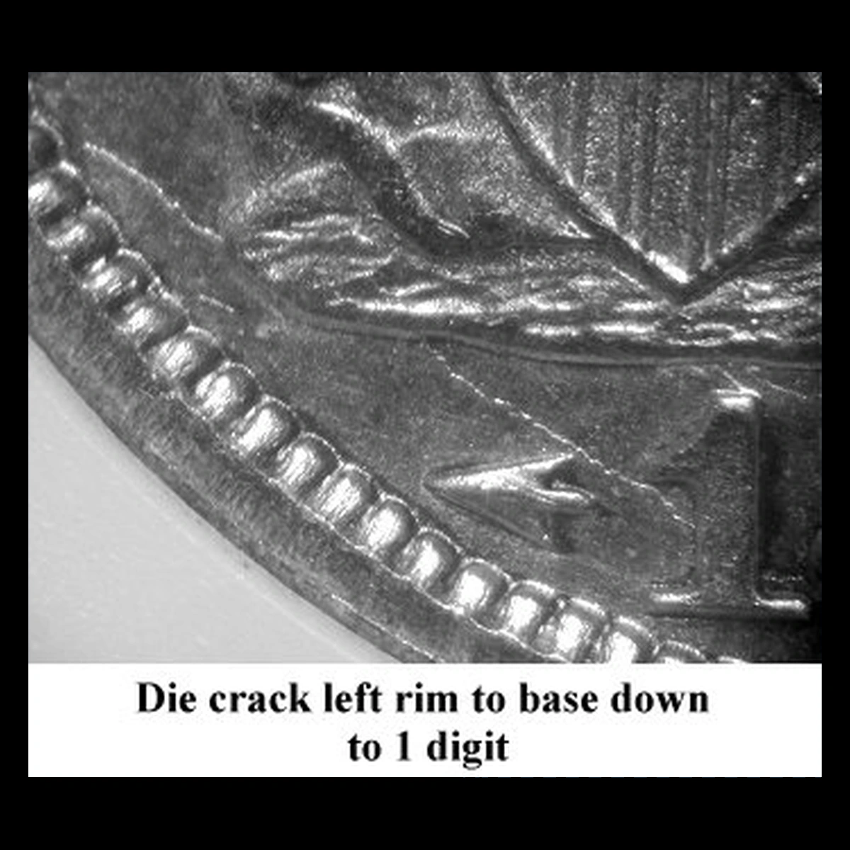 1874 Liberty Seated Dime: Die Crack