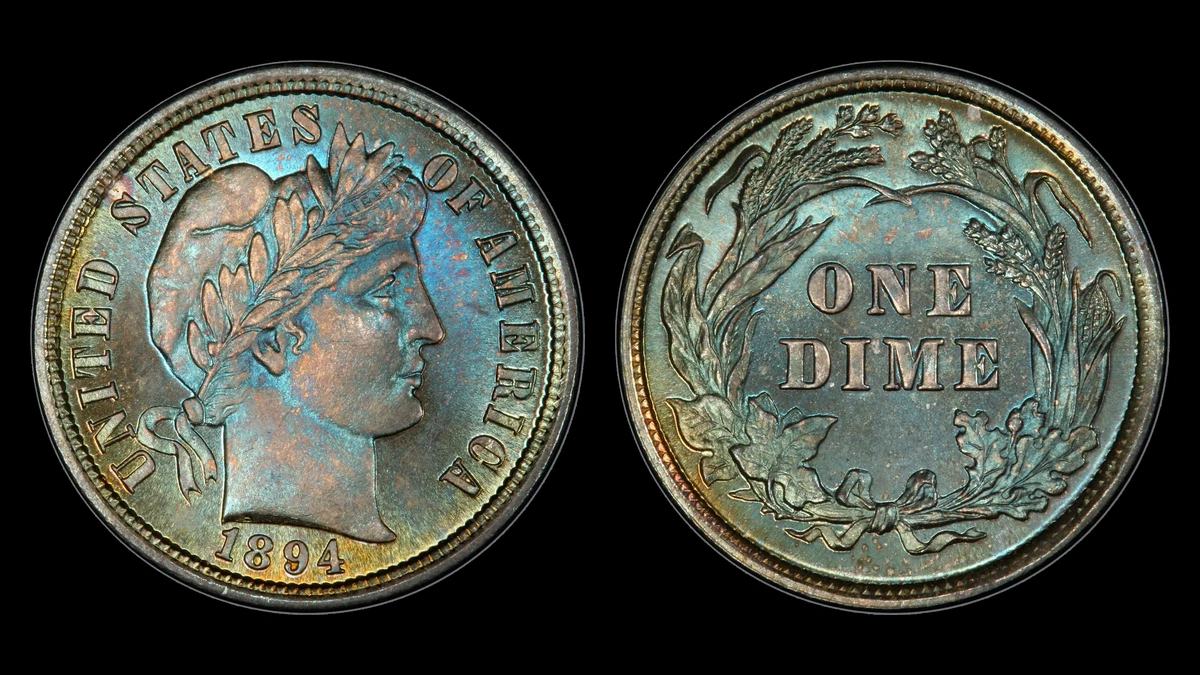 1894 Barber Dime, obverse and reverse