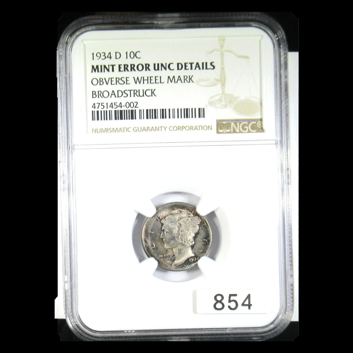 1934 Mercury Dime: Broadstrike