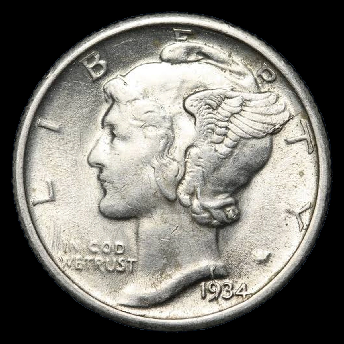 1934 Mercury Dime: Die Crack