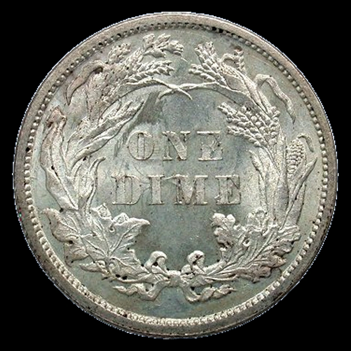 1883 Liberty Seated Dime: Clashed Dies