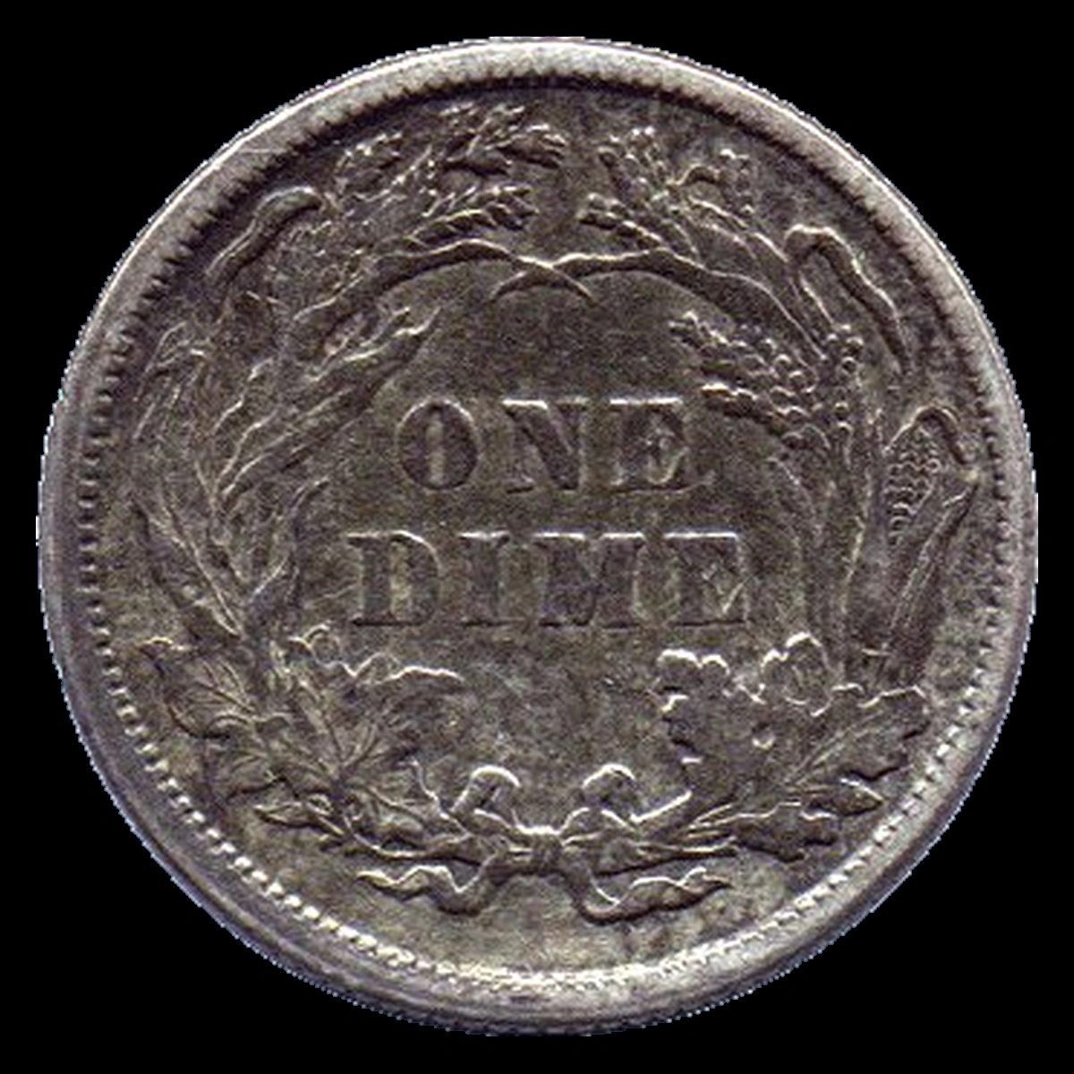 1883 Liberty Seated Dime: Die Crack / Die Chip