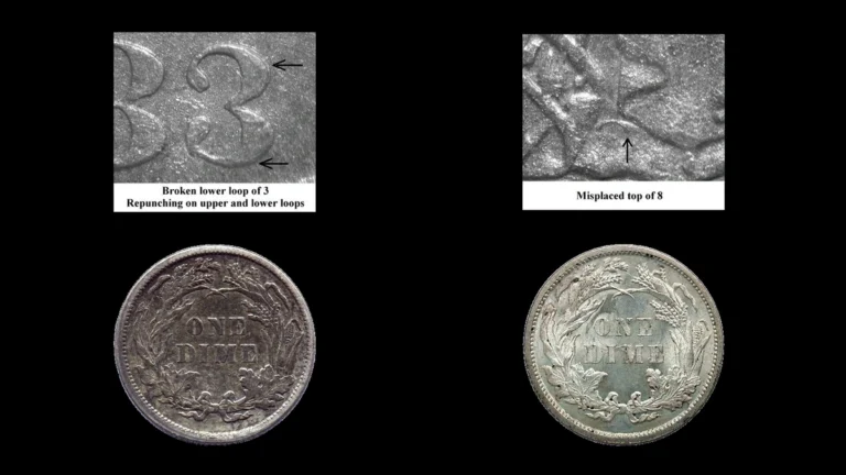 1883 Dime Errors — error coin photographs