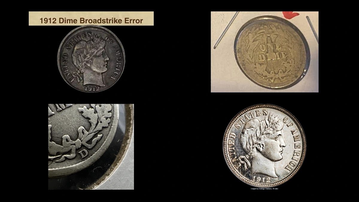 1912 Dime Errors — error coin photographs