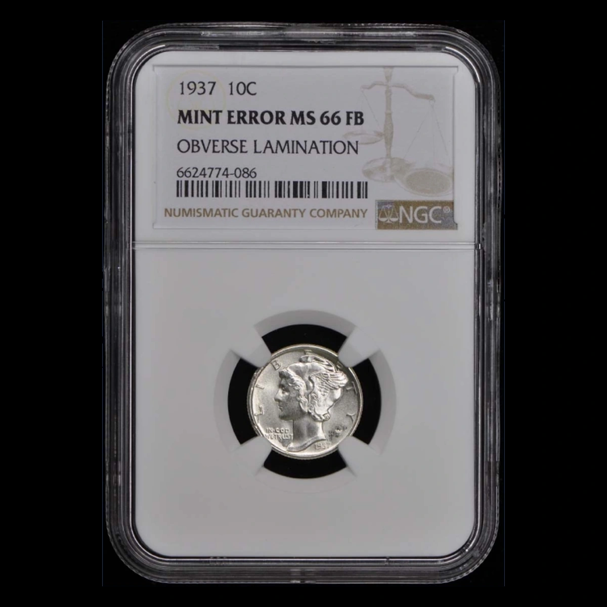 1937 Mercury Dime: Lamination