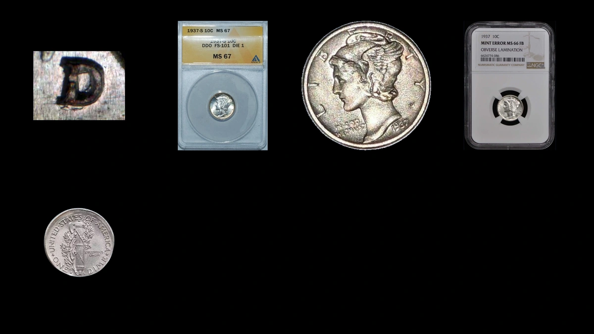 1937 Dime Errors — error coin photographs