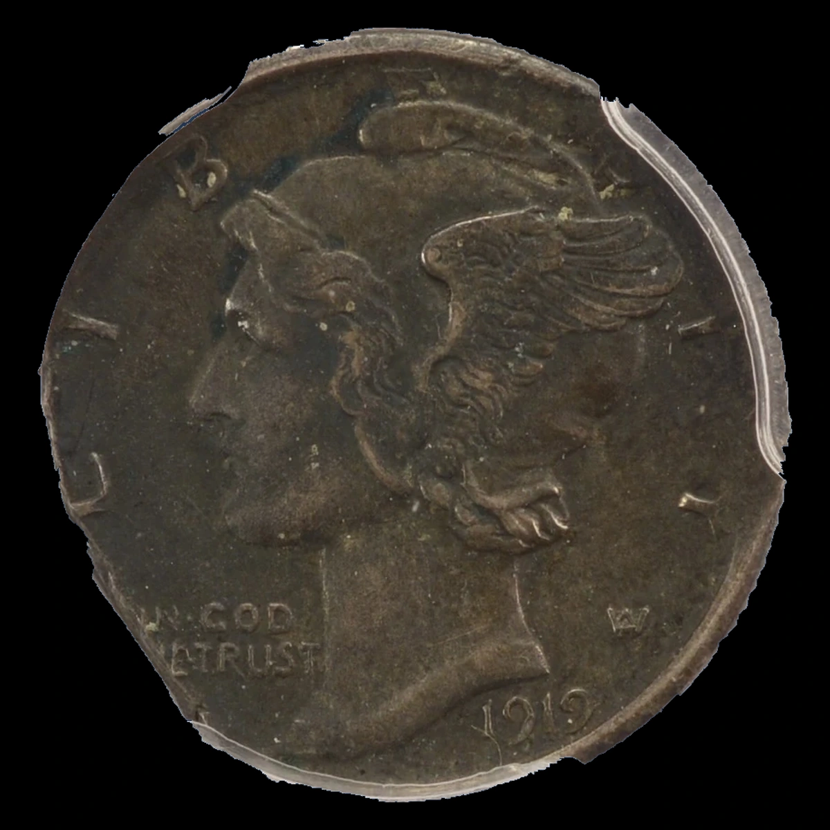 1919 Mercury Dime: Clipped Planchet