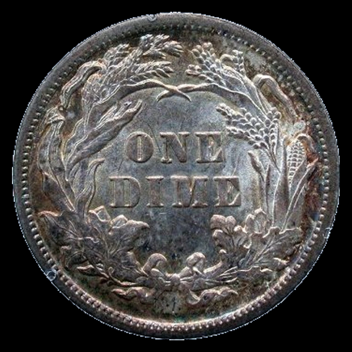 1889 Liberty Seated Dime: Clashed Dies
