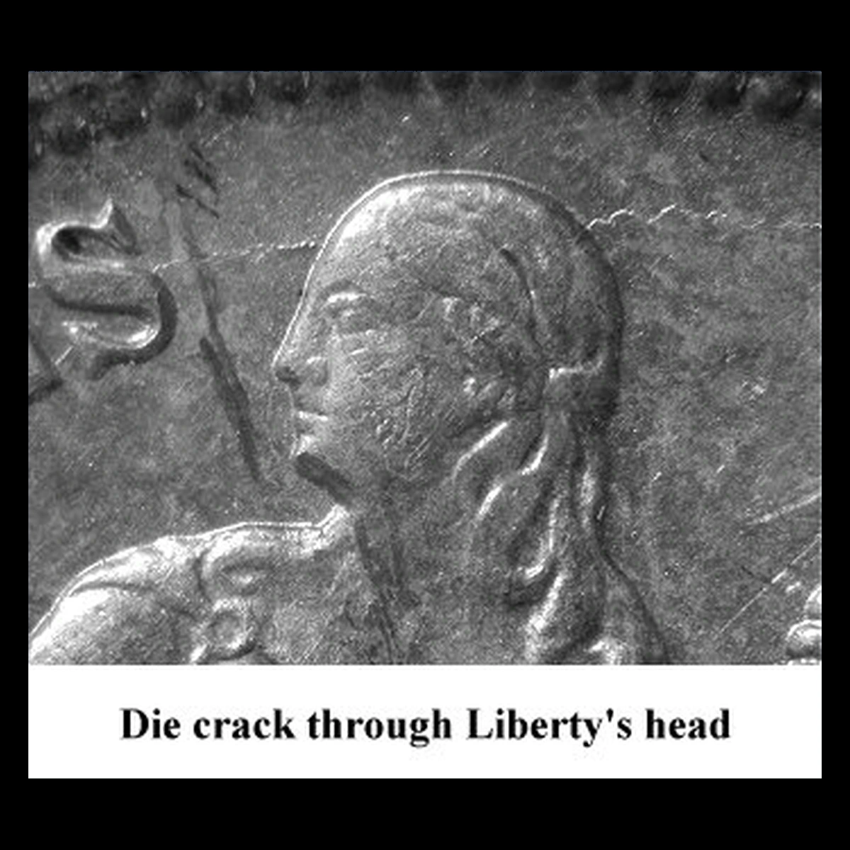 1889 Liberty Seated Dime: Die Crack / Die Chip