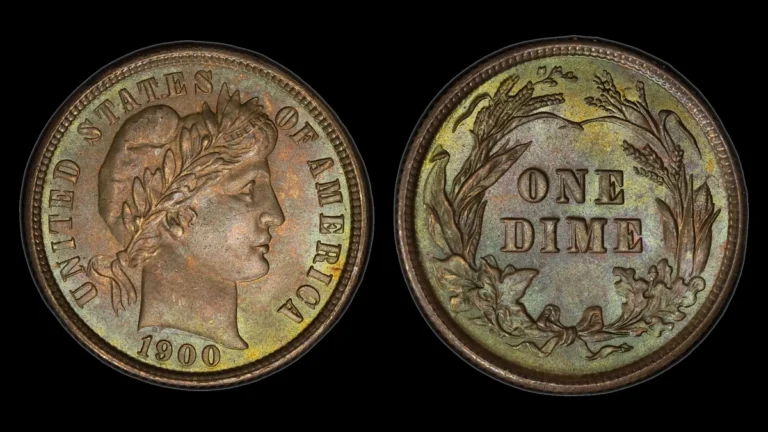 1900 Barber Dime, obverse and reverse