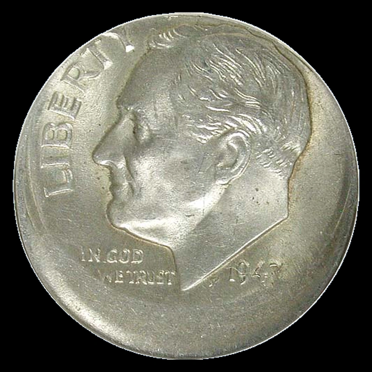 1947 Roosevelt Dime: Off-Center Strike