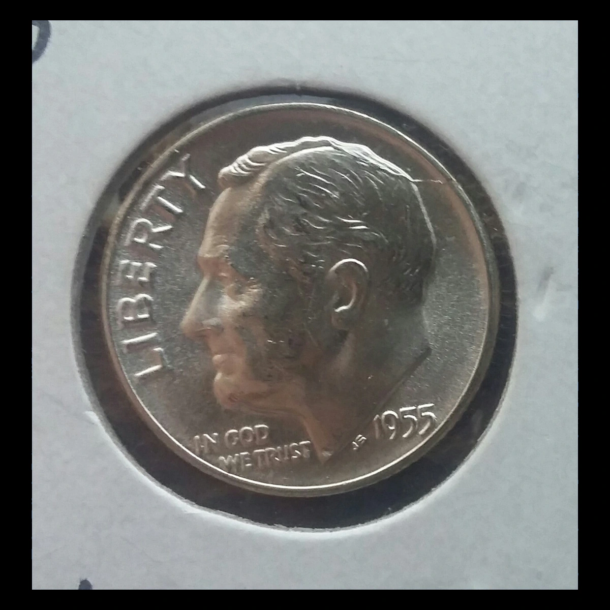 1955 Roosevelt Dime: Die Crack / Horned Head