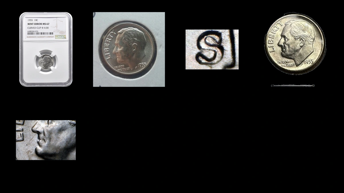 1955 Dime Errors — error coin photographs