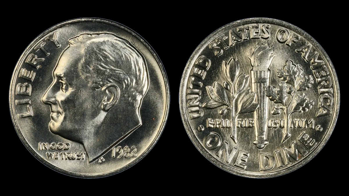 1982 Roosevelt Dime: Missing P Mintmark