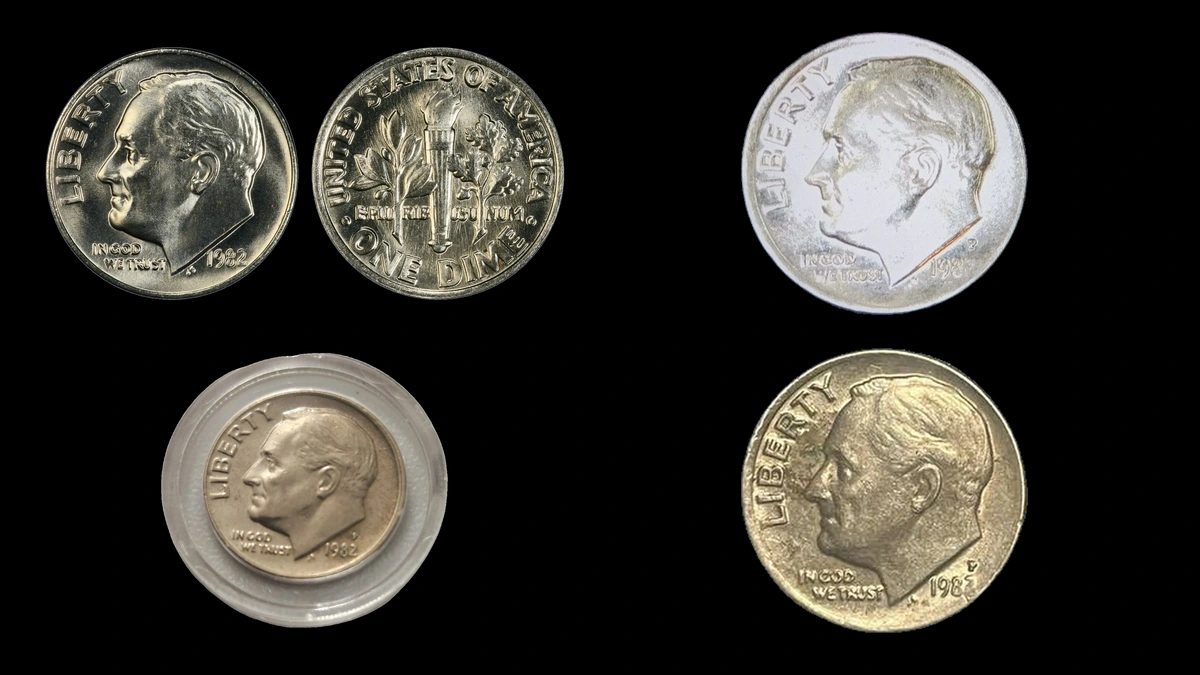 1982 Dime Errors — error coin photographs