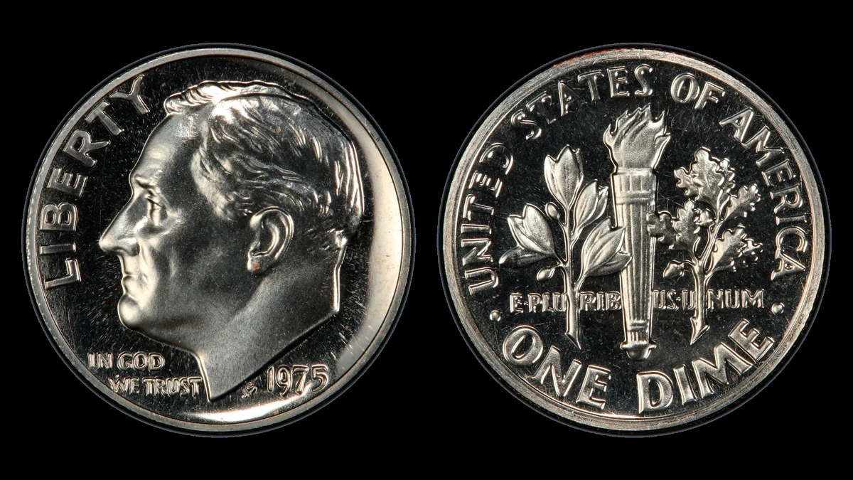 1975 Roosevelt Dime: No S Proof