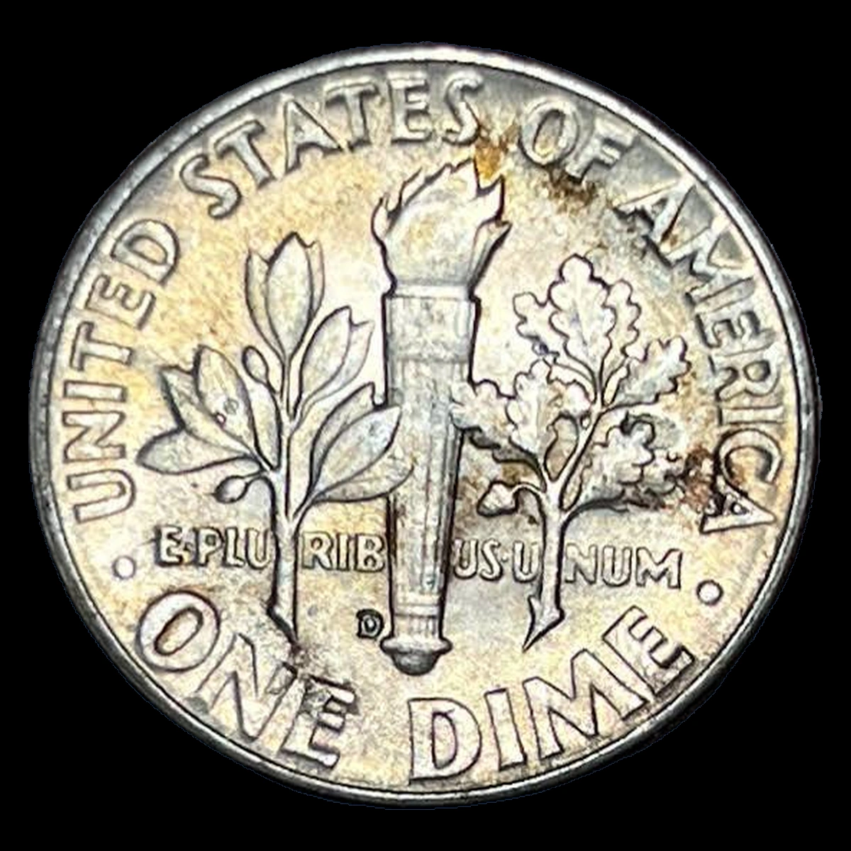1950 Roosevelt Dime: Struck Through