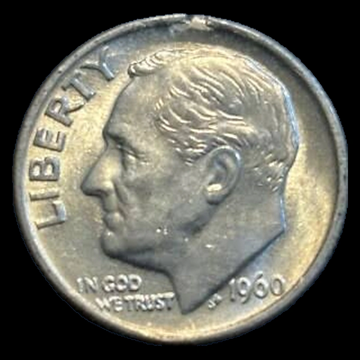 1960 Roosevelt Dime: Planchet Flaw