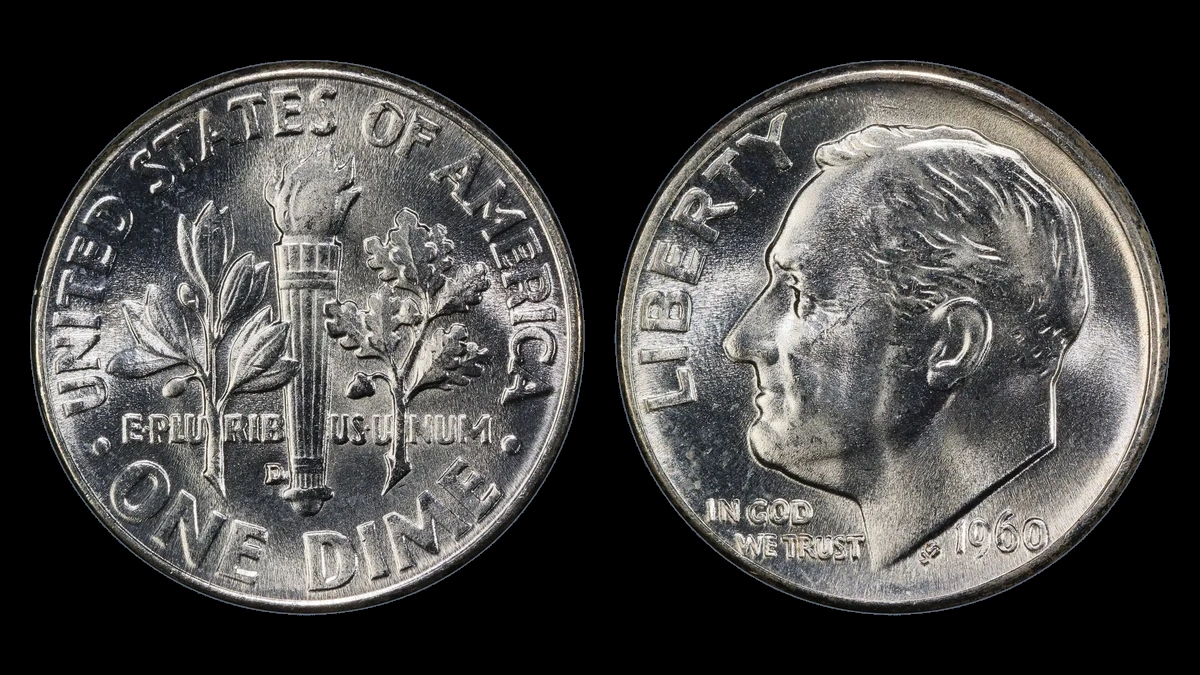 1960 Roosevelt Dime: Repunched Mintmark