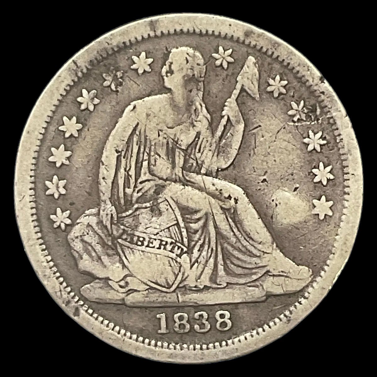 1838 Liberty Seated Dime: Rotated Dies
