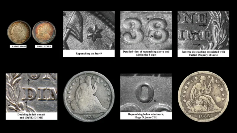 1838 Dime Errors — error coin photographs