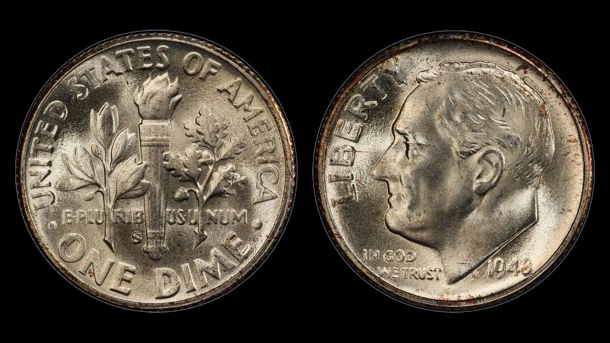 1948 Roosevelt Dime: Repunched S Mintmark