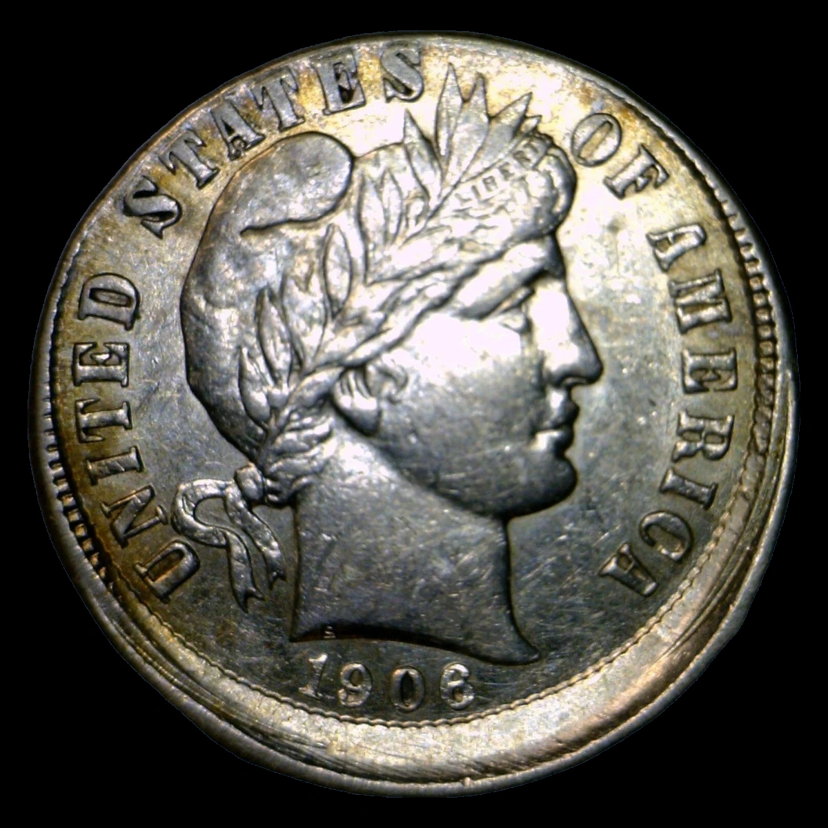 1906 Barber Dime: Off-Center Strike