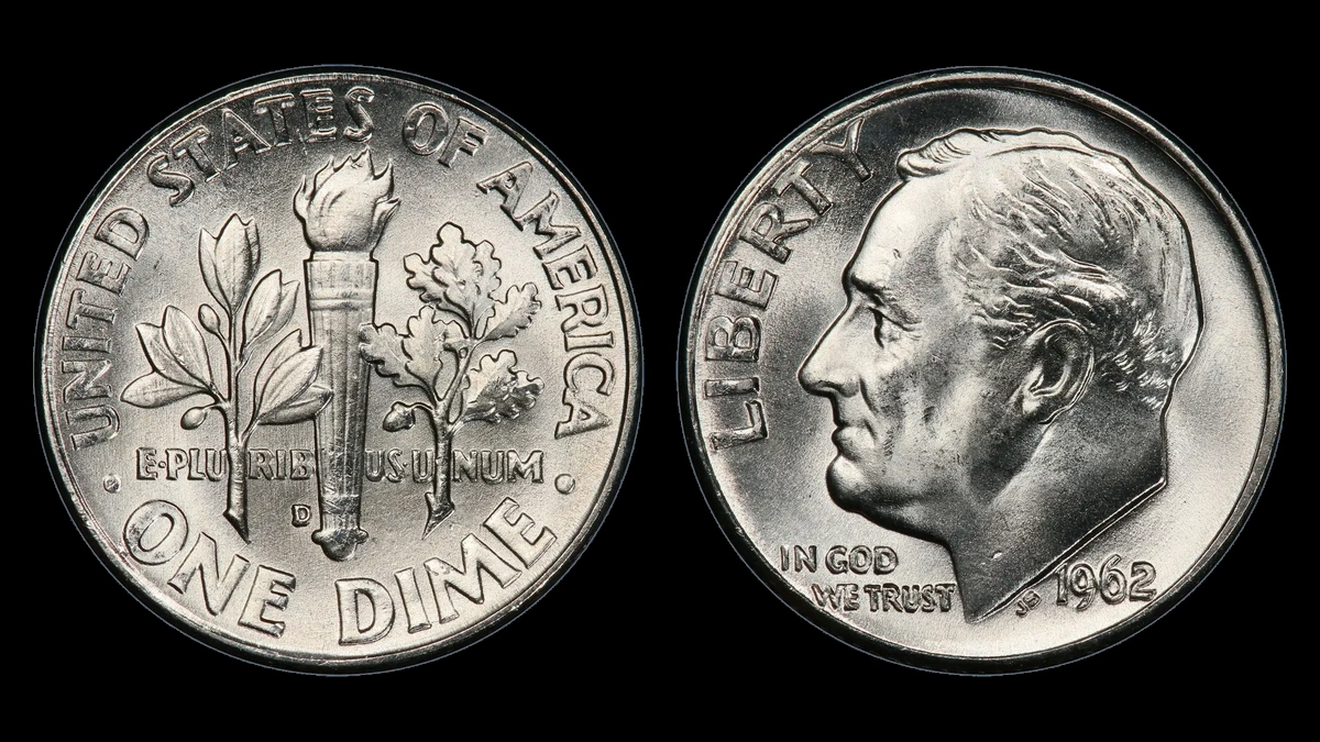 1962 Roosevelt Dime: Repunched Mintmark